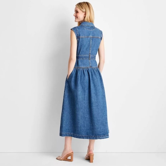 Women's Sleeveless Denim Button-Front Midi Dress~Future Collective ~Jenee Naylor - Picture 8 of 9